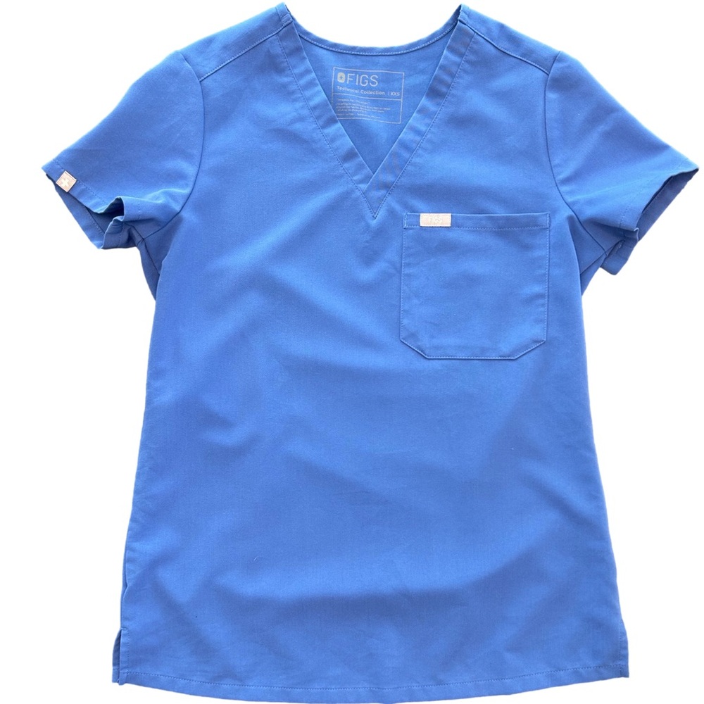 Women’s figs blue denim one pocket Catarina scrub tops XXS PO 1660